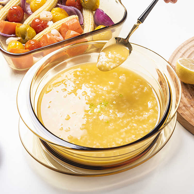 三点一刻 双耳汤碗 经典琥珀色耐热玻璃餐具 DIY烘焙