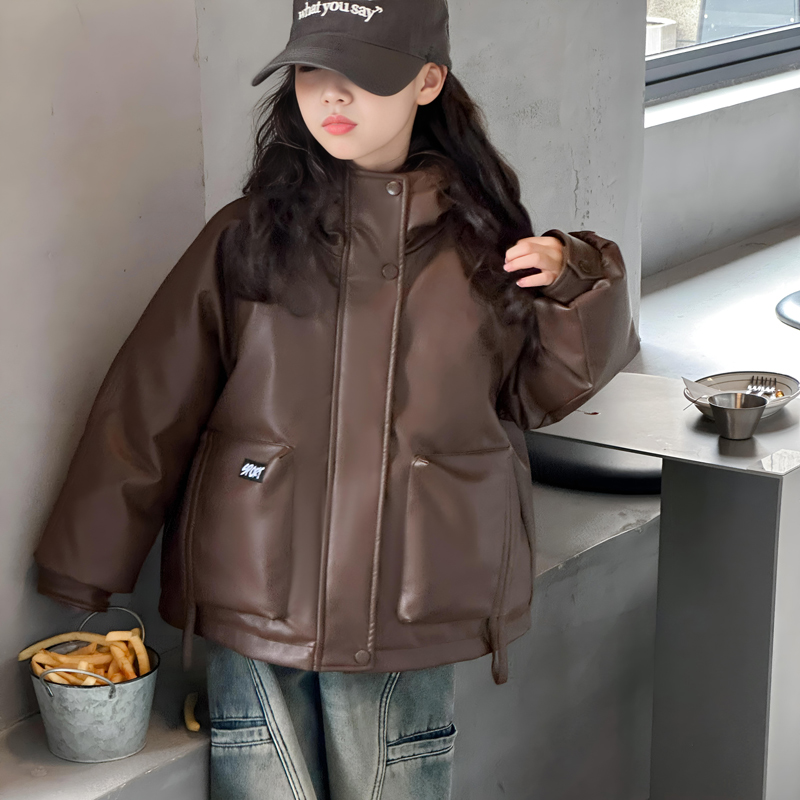 女童羽绒服加厚2023新款洋气加厚白鸭绒儿童时髦皮衣小女孩外套潮