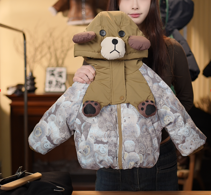 2023新款羽绒服儿童连帽防风加厚印花保暖冬季90白鸭绒羽绒服