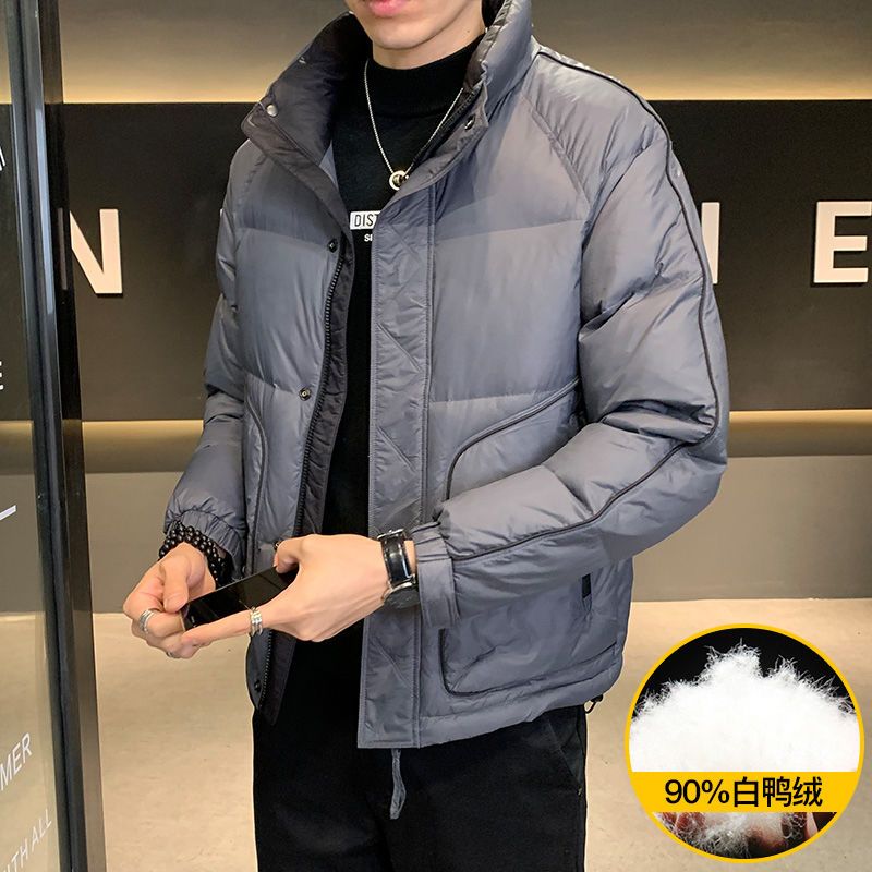 波司澄轻薄羽绒服男士2023年新款冬季潮牌短款加厚外套男装立领保