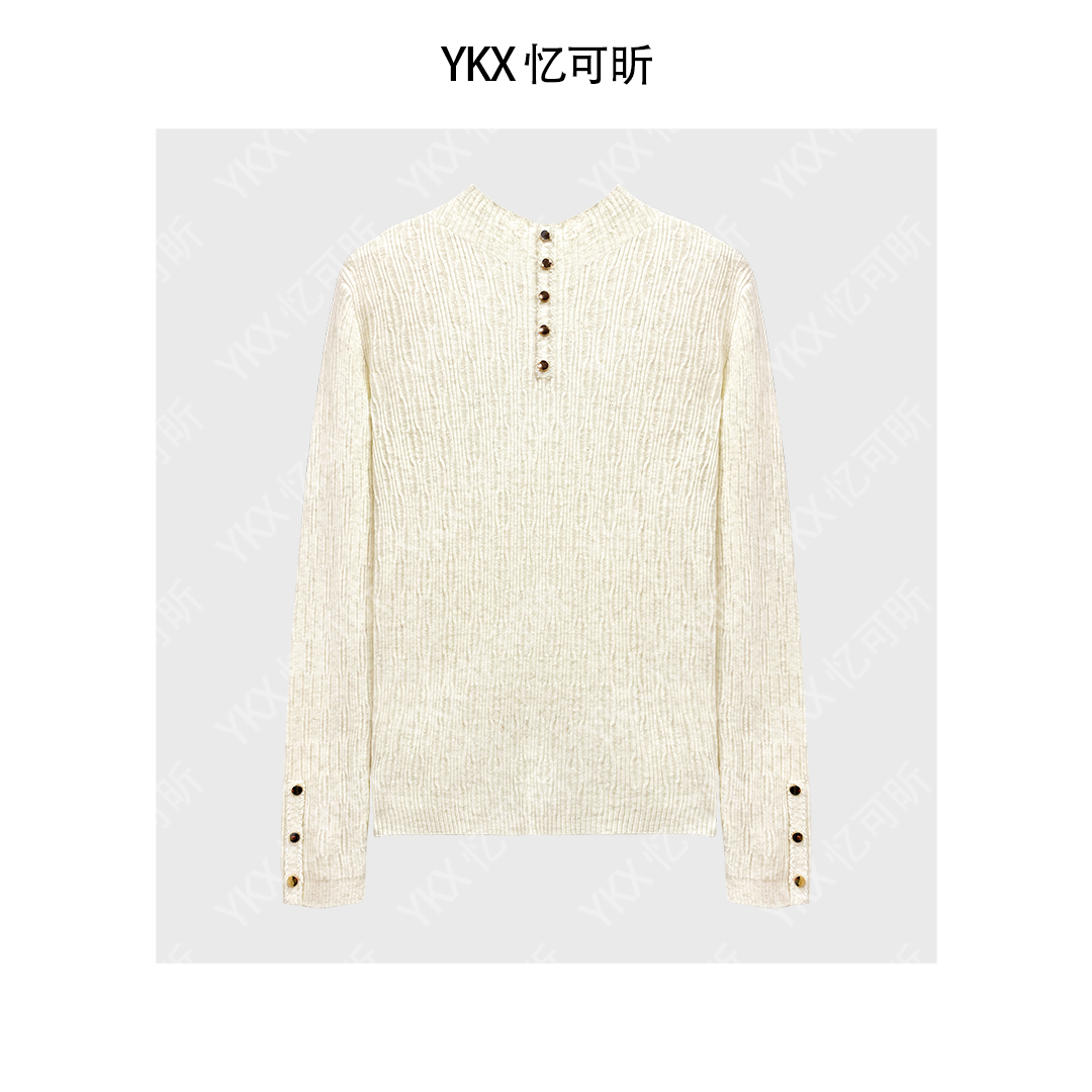 7384秋冬新款韩版简约成熟风通勤气质针织衫半高领亮片内搭上衣