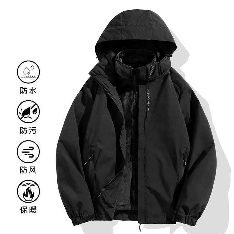 冲锋衣男秋冬季三合一加厚外套情侣款户外防风防水运动服春季潮流