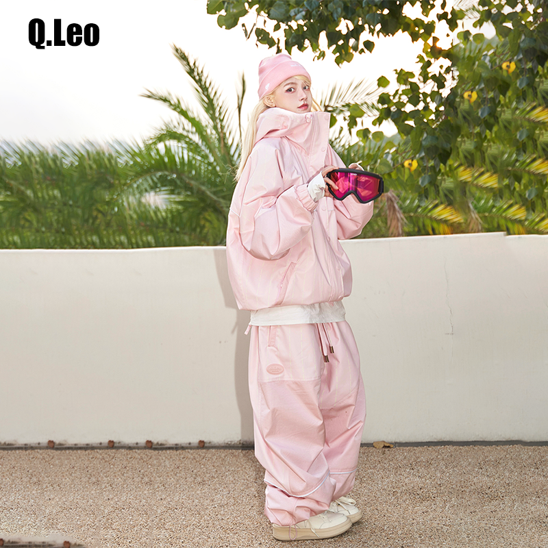 QLeo 滑雪服23-24款 新款冬季3L压胶连帽加绒保暖小众防水滑雪服