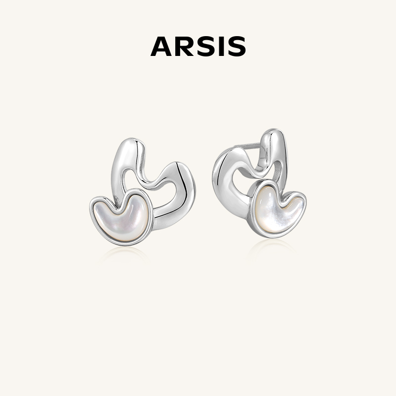 ARSIS银饰流光系列流光心心耳钉L1