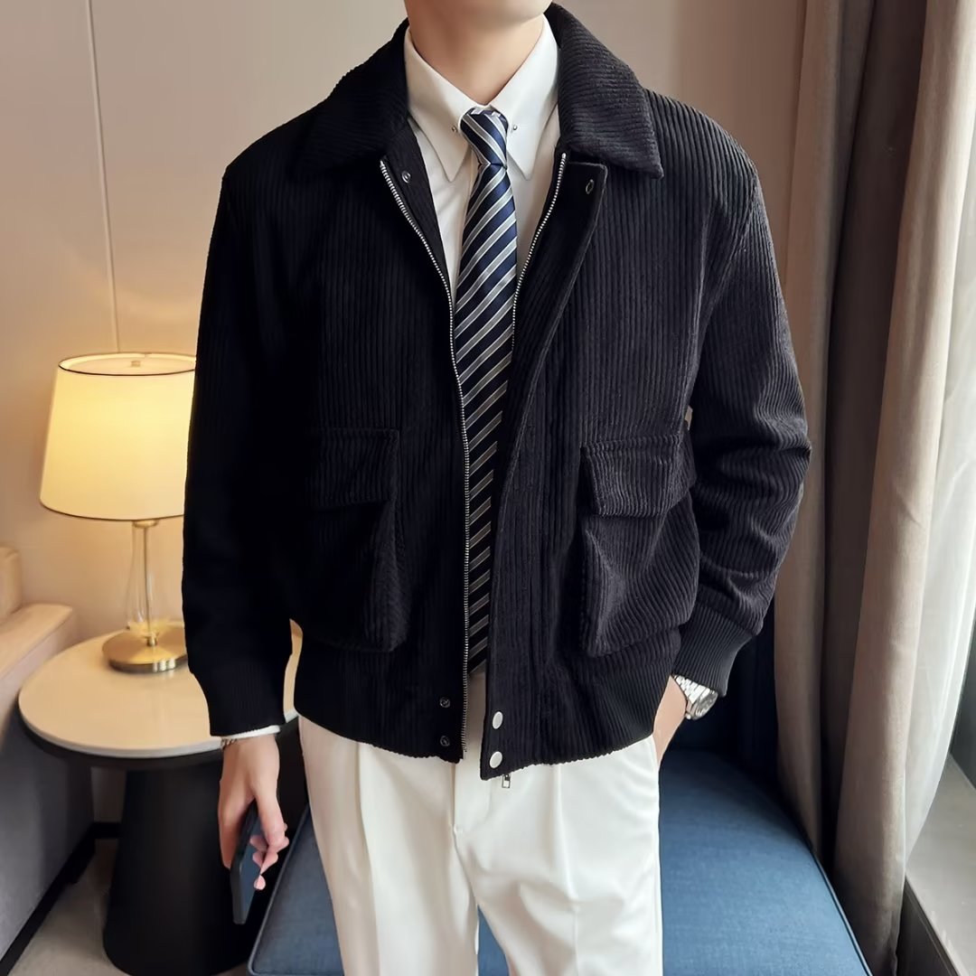 灯芯绒外套男士春秋季2023新款英伦风雅痞商务男装高级感潮牌夹克