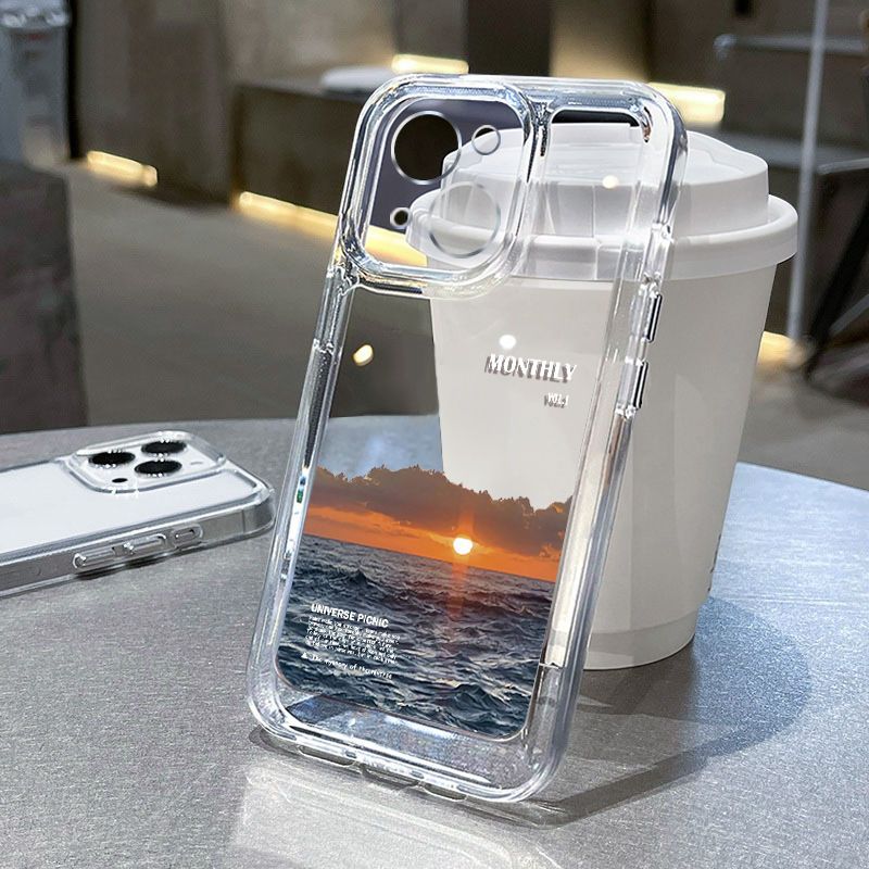 日落风景画苹果15手机壳iPhone14Promax全包12/13太空壳8plus软壳