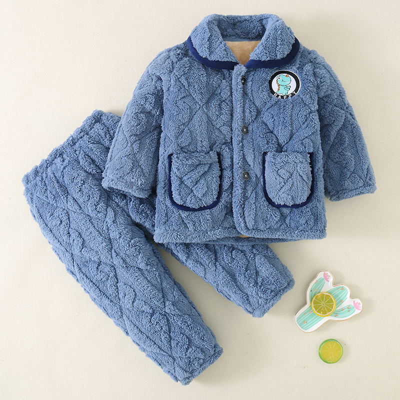 秋冬套装睡袄棉服棉衣冬季儿童睡衣三层夹棉小孩加厚中大童青少年