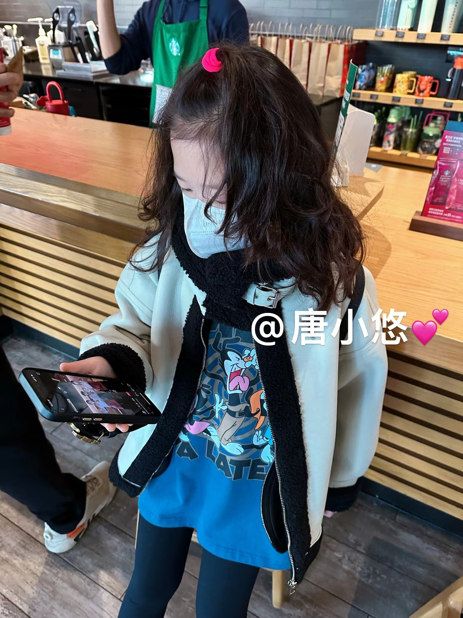 唐小悠 童装定制款 上新2023韩版机车服羊羔毛皮毛一体外套