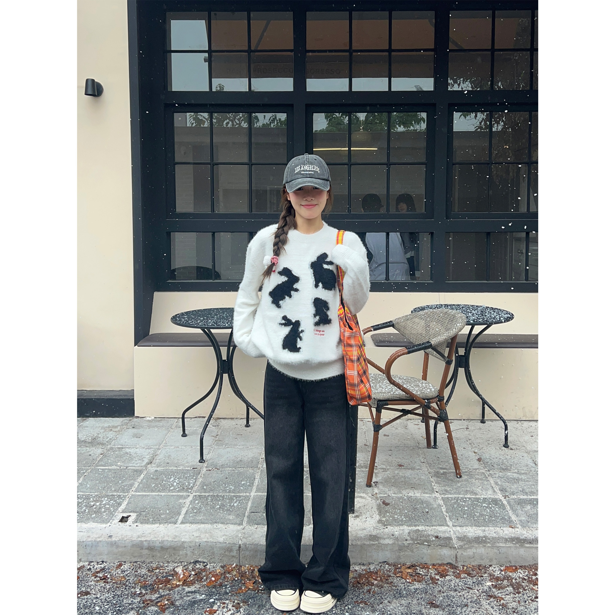 美式复古百搭阔腿牛仔裤女秋季高街拖地裤高腰宽松显瘦直筒裤子