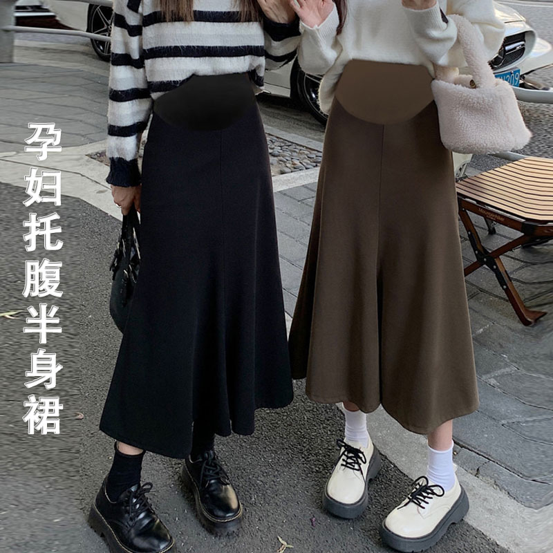 孕妇半身裙女秋冬季新款时尚韩版外出复古高腰设计感包臀亲肤裙子