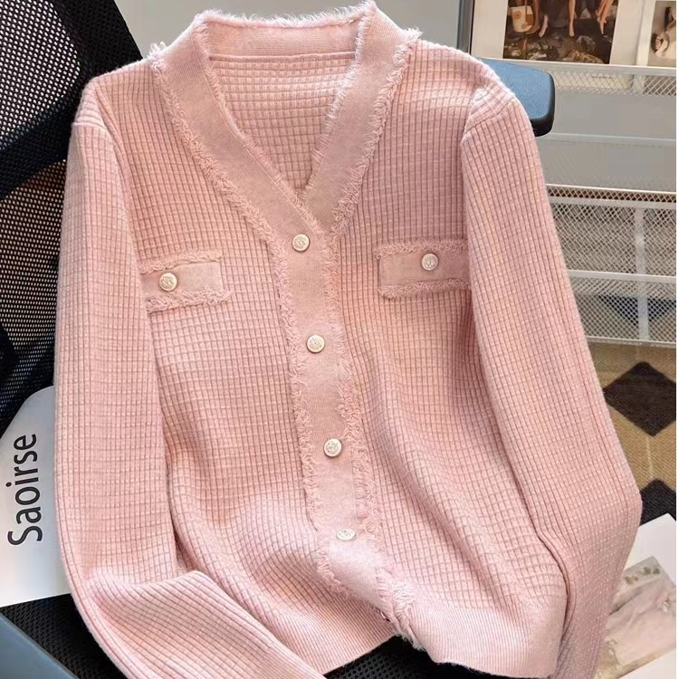 韩式小香风外套气质名媛时尚针织衫流苏上衣女春秋外搭毛衣开衫