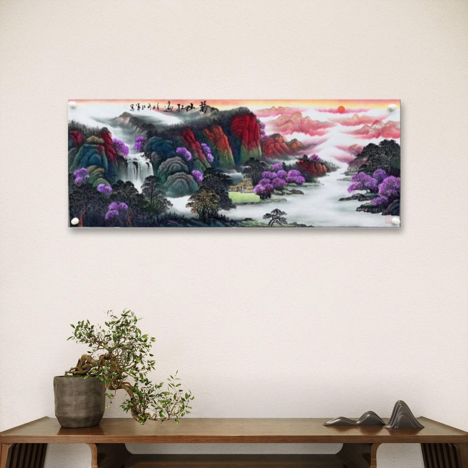 刘红军-1-1-手绘国画-万山红遍-小六-宣纸-客厅办公室挂画