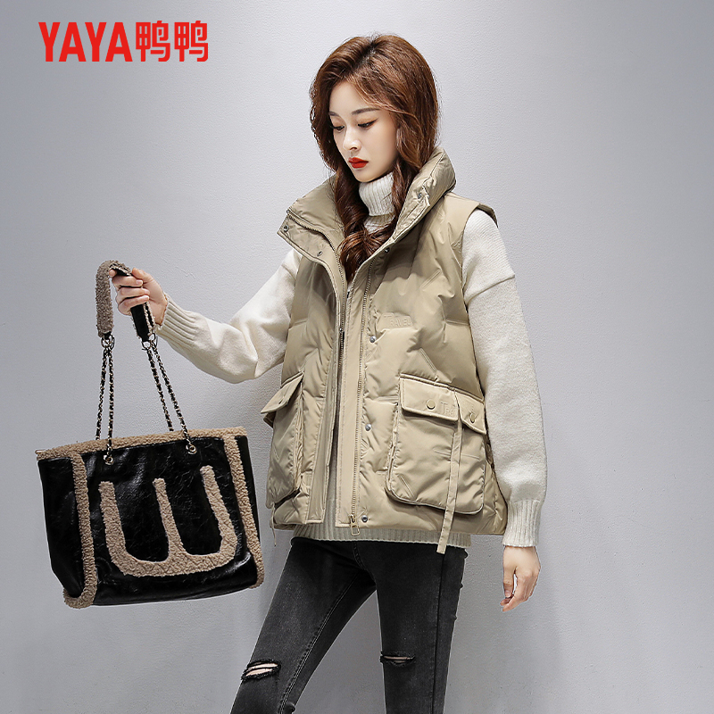 YAYA/鸭鸭羽绒马甲2023年冬季新款时尚潮流外穿百搭马夹外套女