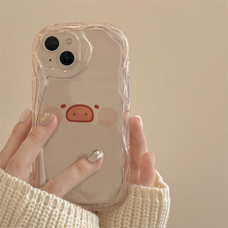 简约小猪表情苹果14promax手机壳13华为OPPOvivo小米透明12软壳11