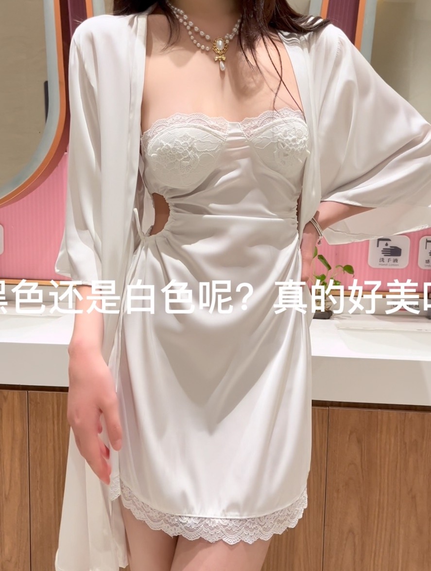 吊带睡裙女夏季带胸垫蕾丝镂空修身显瘦短裙性感家居服薄款睡衣