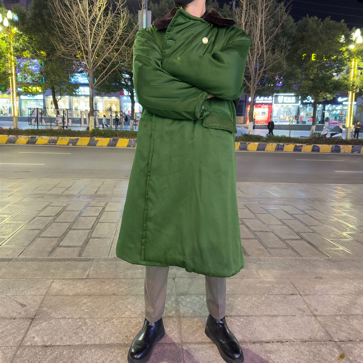 工地干活男款棉袄军大衣冬季长款棉服冬天外衣加厚保暖防寒外套男