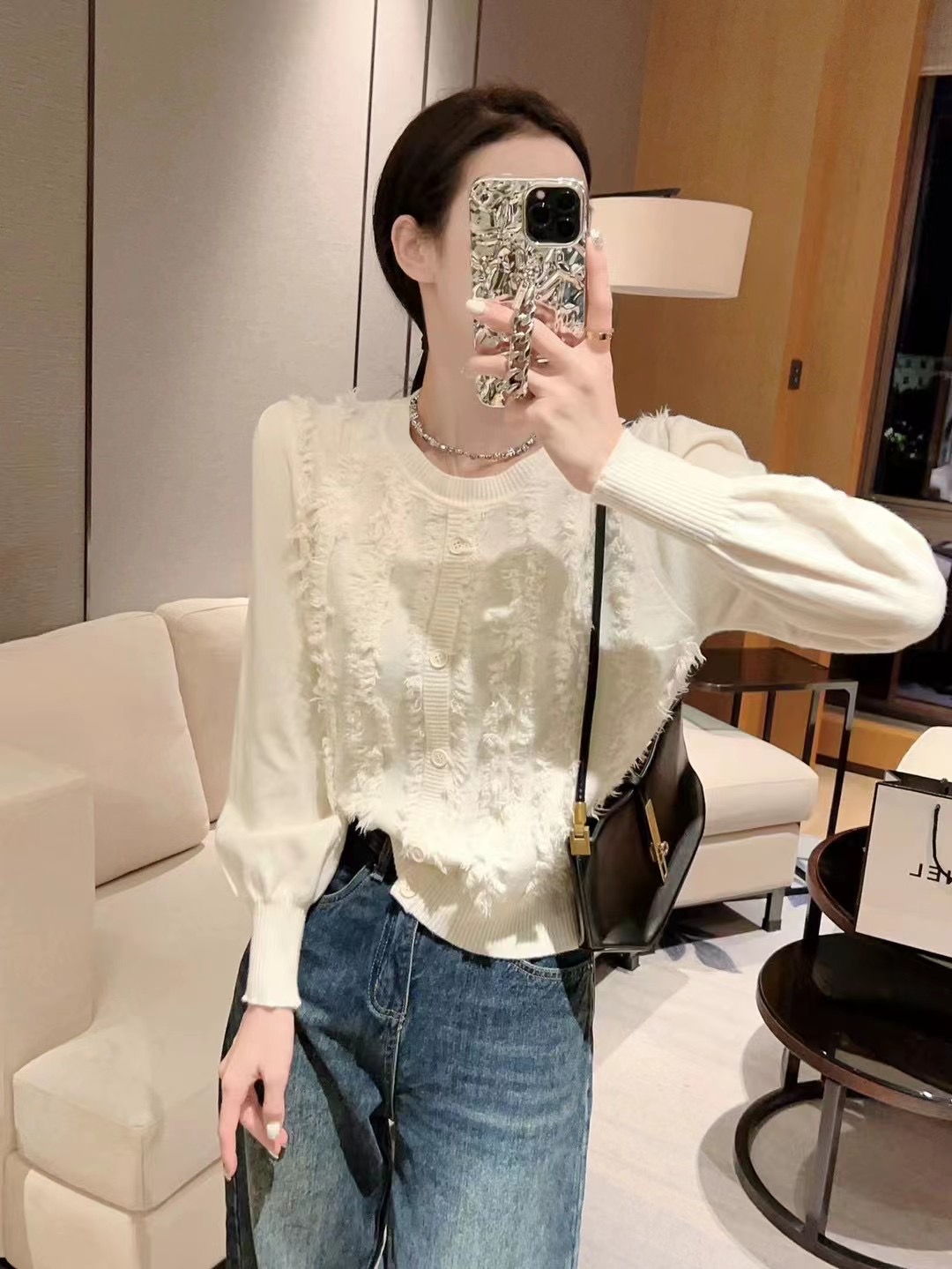 复古毛边外穿打底衫女秋冬2023新款韩版纯色软糯洋气毛衣JYY0737