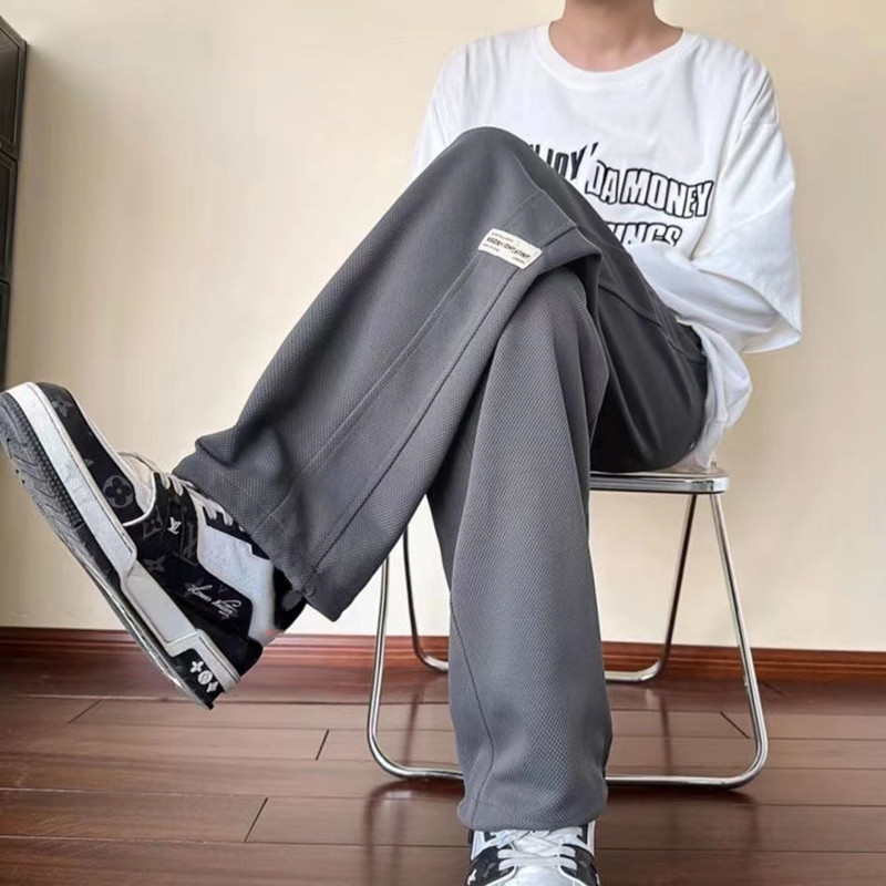 日系复古冬季裤子男生直筒休闲阔腿裤男士潮流宽松百搭垂坠感长裤