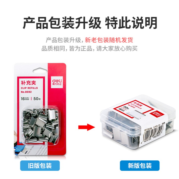 Deli/得力推夹器补充夹资料夹子无尾票夹推推夹试卷装订固定纸夹