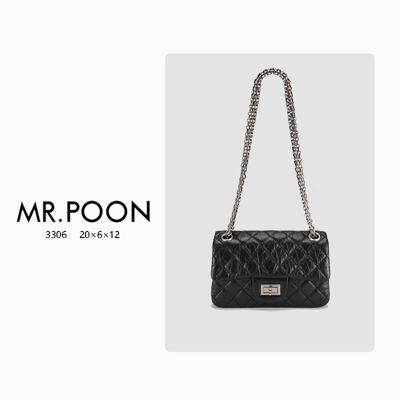 Mr.Poon/潘先生秋冬新款链条包菱格单肩包轻奢女包现货
