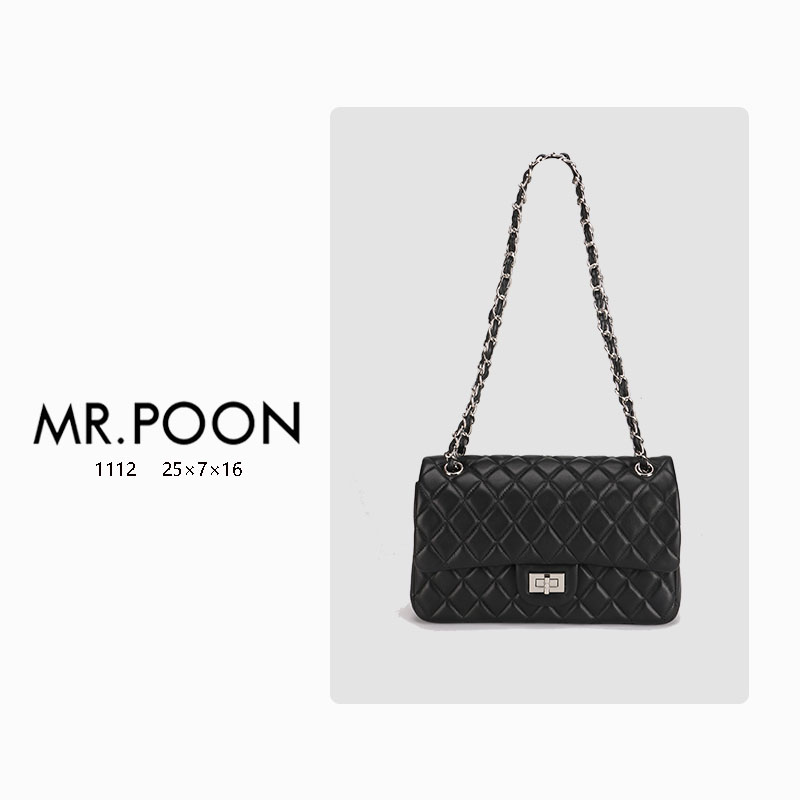 Mr.Poon/潘先生秋冬新款小香风链条包菱格单肩包轻奢女包
