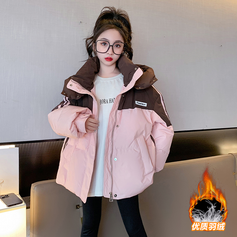 女童冬季羽绒服外套2023新款时尚女孩洋气初中生中大童儿童冬装潮