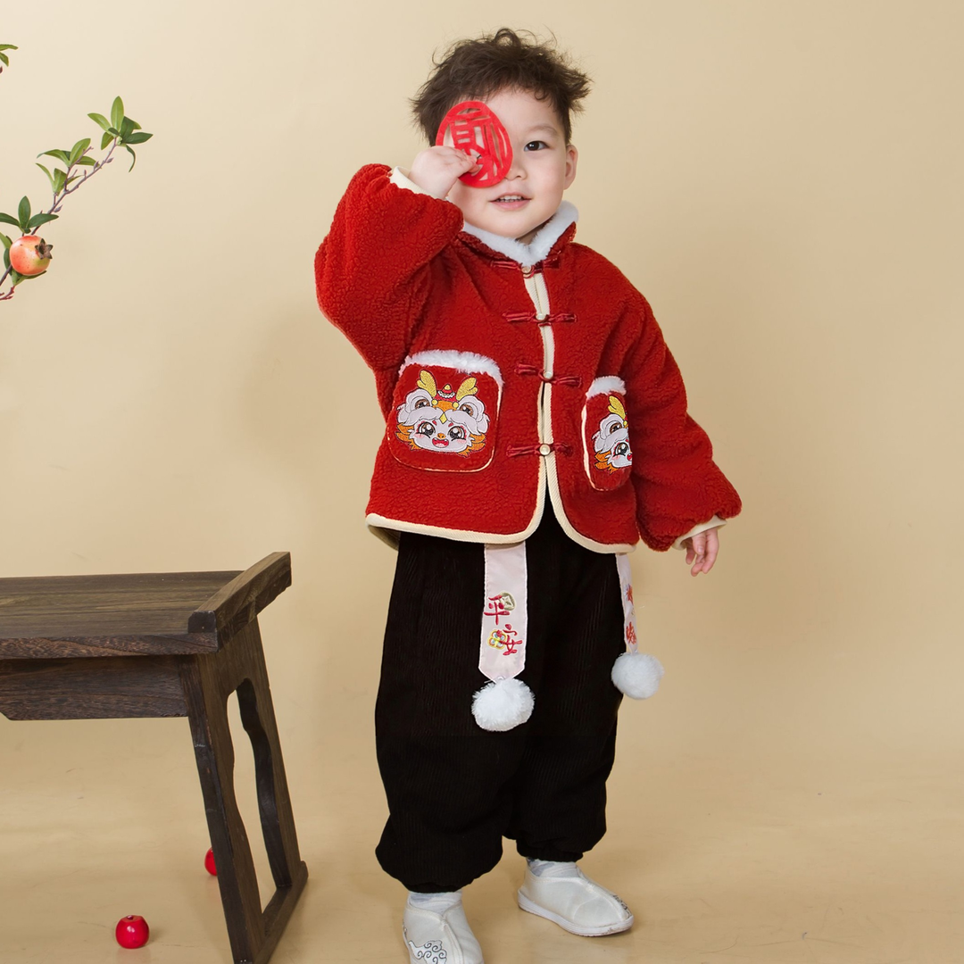 【2024新年】儿童拜年服女童中国风喜庆年服男宝加绒周岁服科学实验