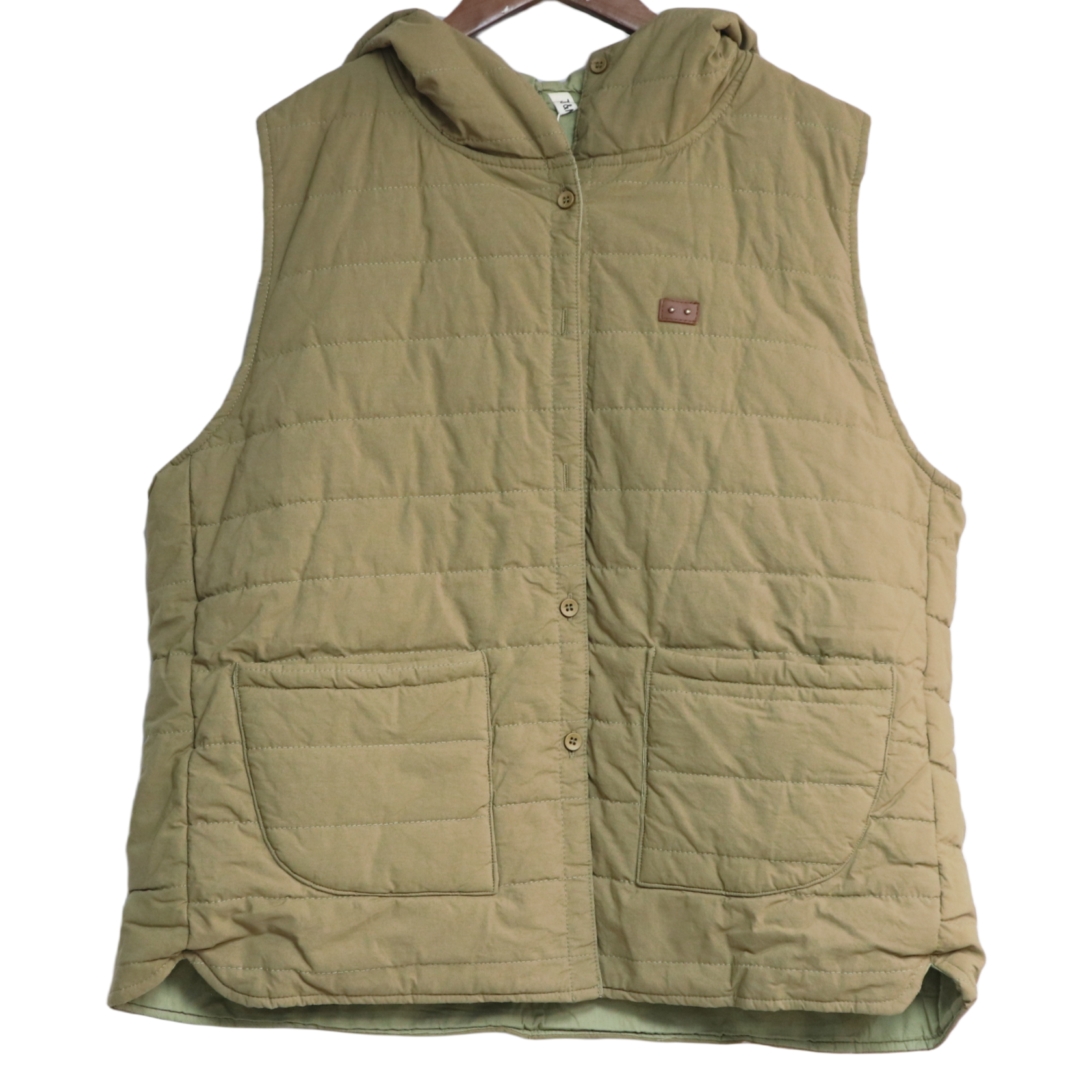 高品质原创设计浅绿色连帽棉马甲2017