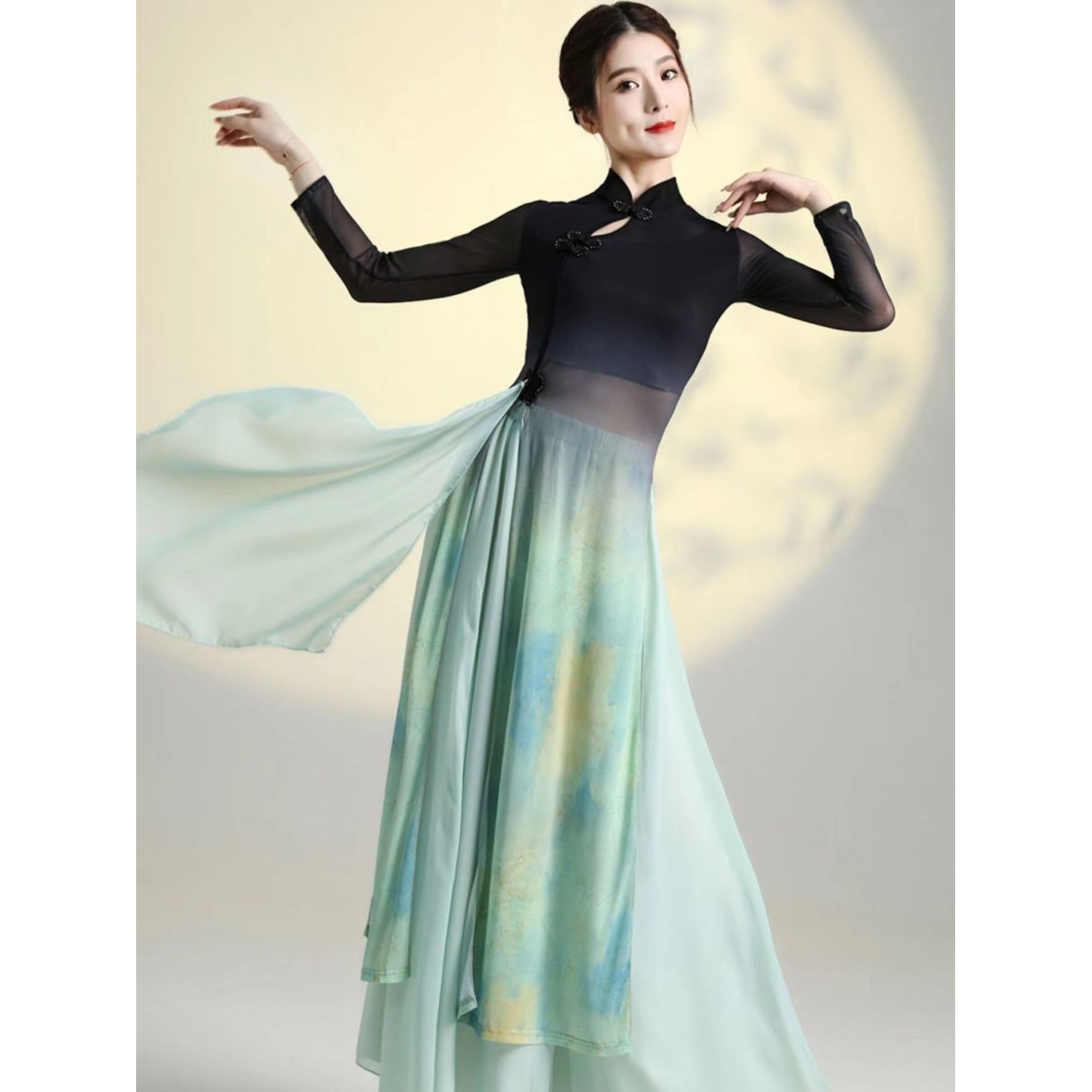 古典舞蹈服女飘逸练功服旗袍身韵纱衣中国舞古风瑜伽民族表演服装