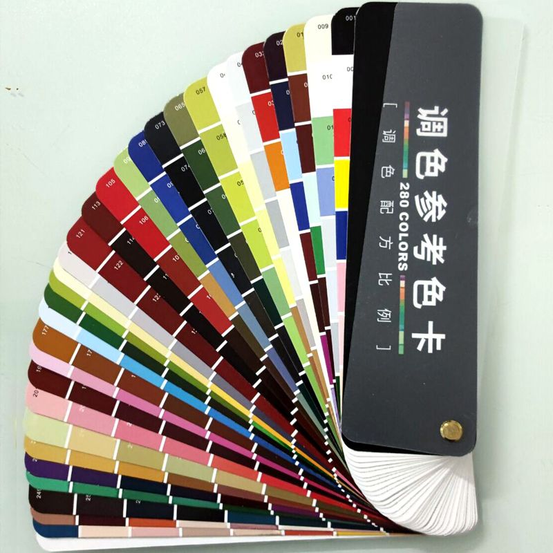 调色卡配方比例家具皮衣具皮粉油漆色浆膏喷油漆手工调色配方油墨