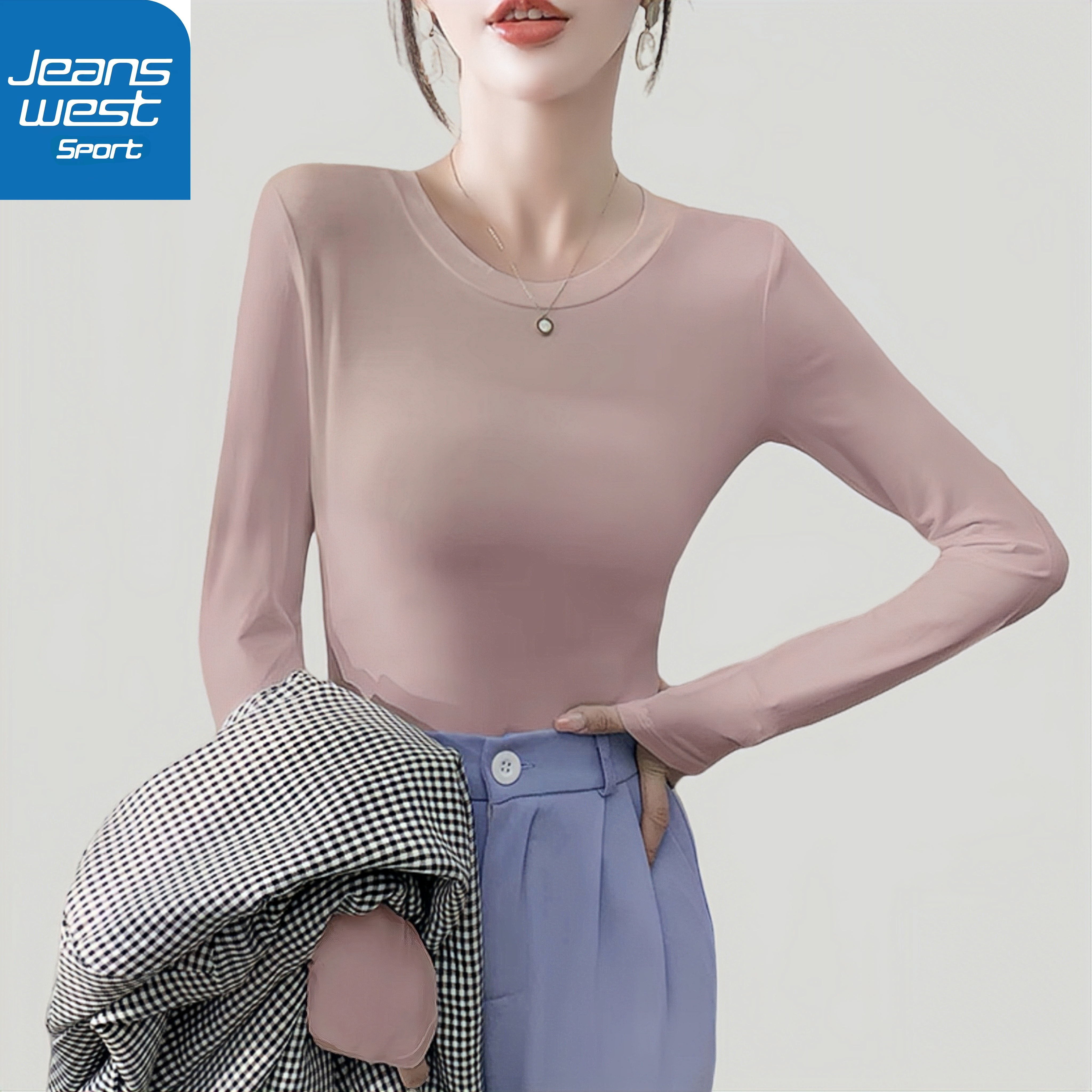 JEANSWEST SPORT/运动真维斯莫代尔打底衫女春秋内搭长袖圆领新款