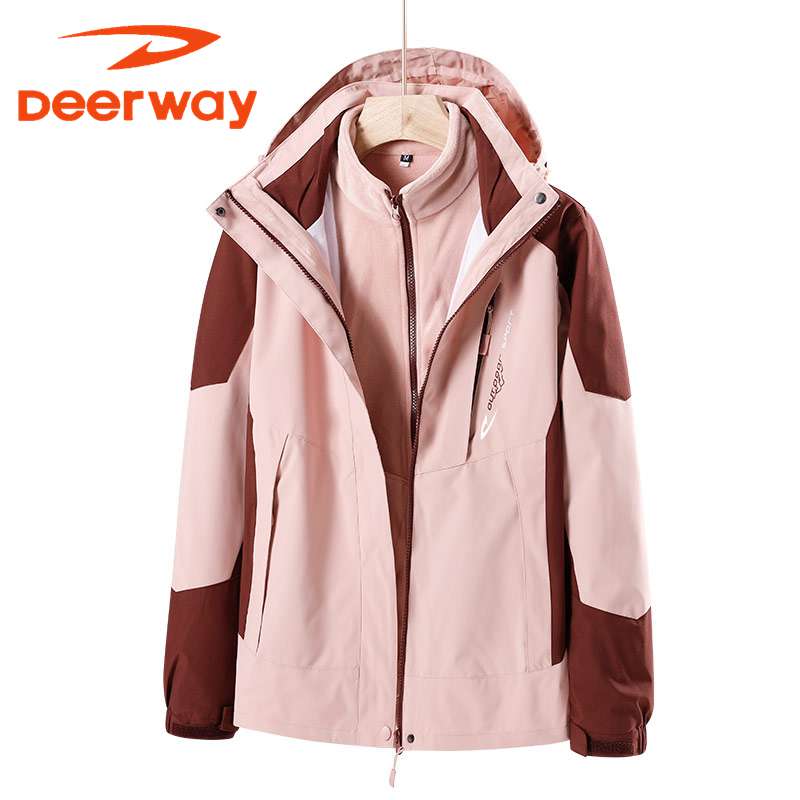 Deerway/德尔惠冲锋衣男女款三合一卸户外防水登山服春秋情侣外套