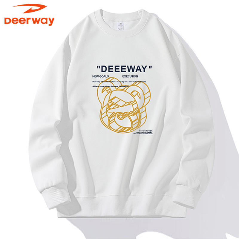 Deerway/德尔惠卫衣男士套头圆领秋情侣长袖宽松休闲打底运动百搭