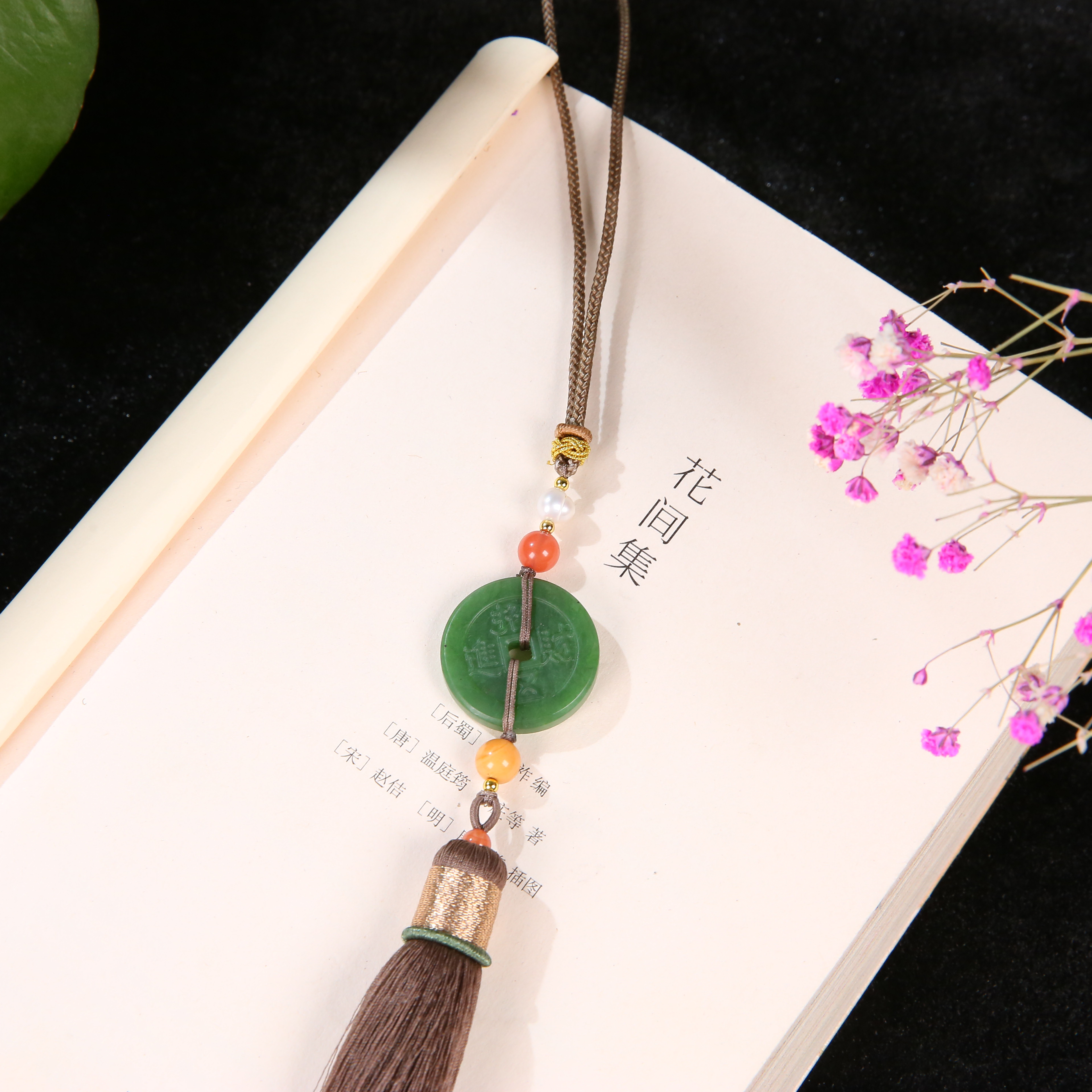 【麦子家族直播优惠】天然新疆和田玉碧玉圆牌车挂包挂手机挂G0921