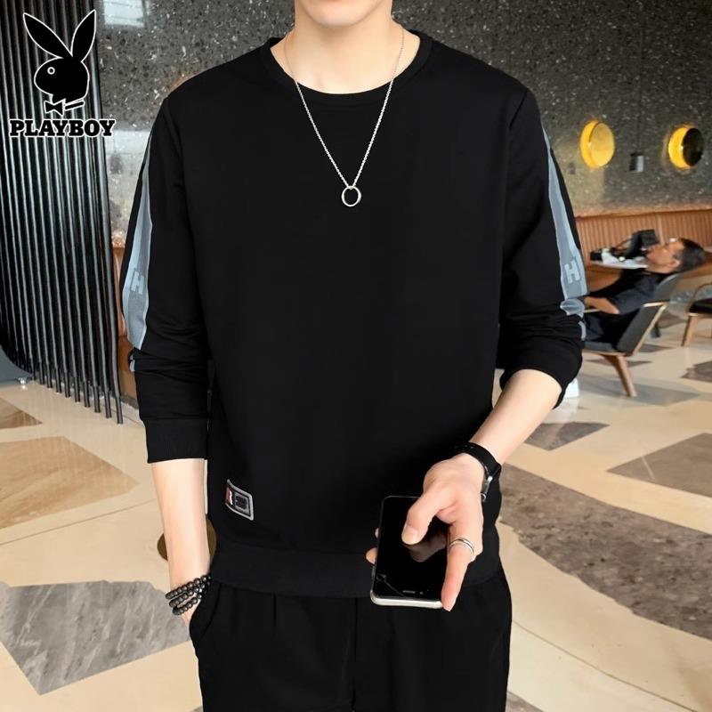 PLAYBOY大码卫衣男士长袖t恤秋季新款潮牌休闲帅气打底体恤衫男