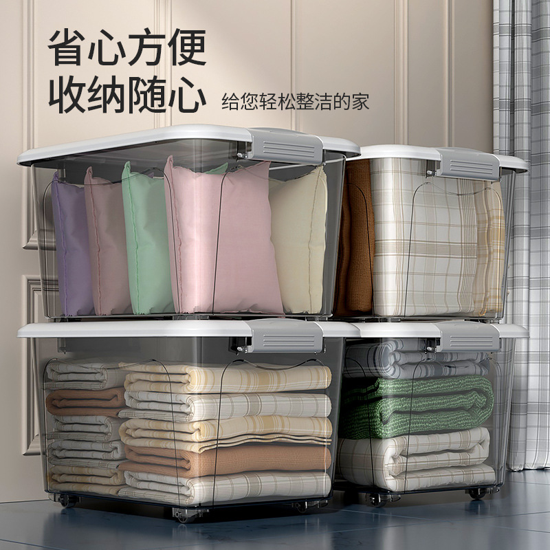 家用透明收纳箱衣服玩具塑料储物整理箱手提小号厨房桌面收纳盒子