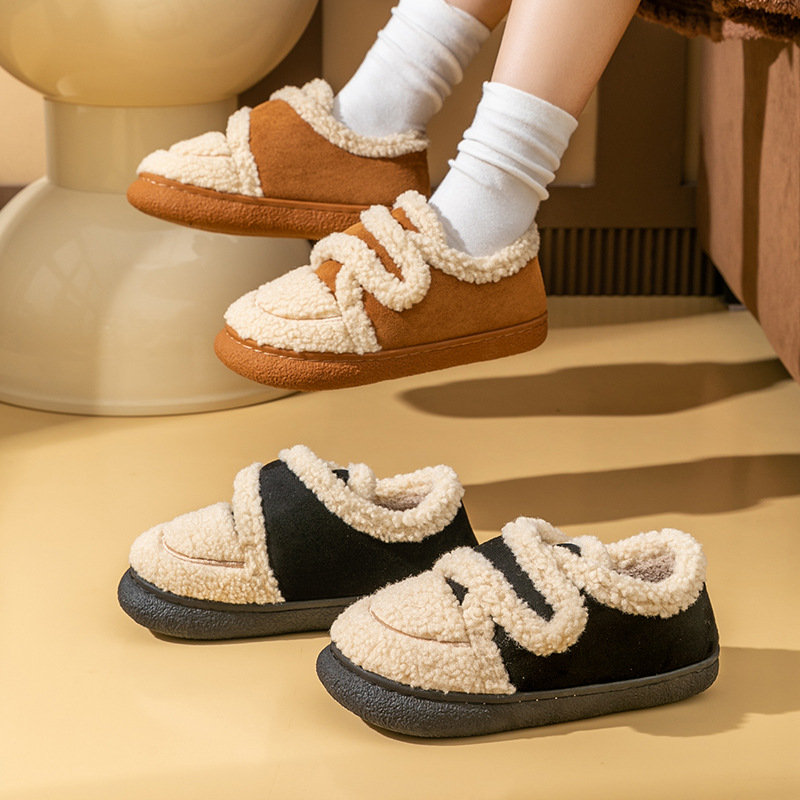 亲子棉鞋冬季女士魔术贴包跟室内保暖学生软底加厚韩版雪地靴