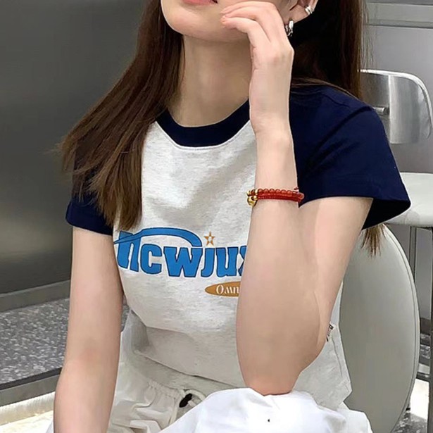 GLASSHOUSE新品美式字母印花短袖T恤女夏季潮牌宽松辣妹风短款tee