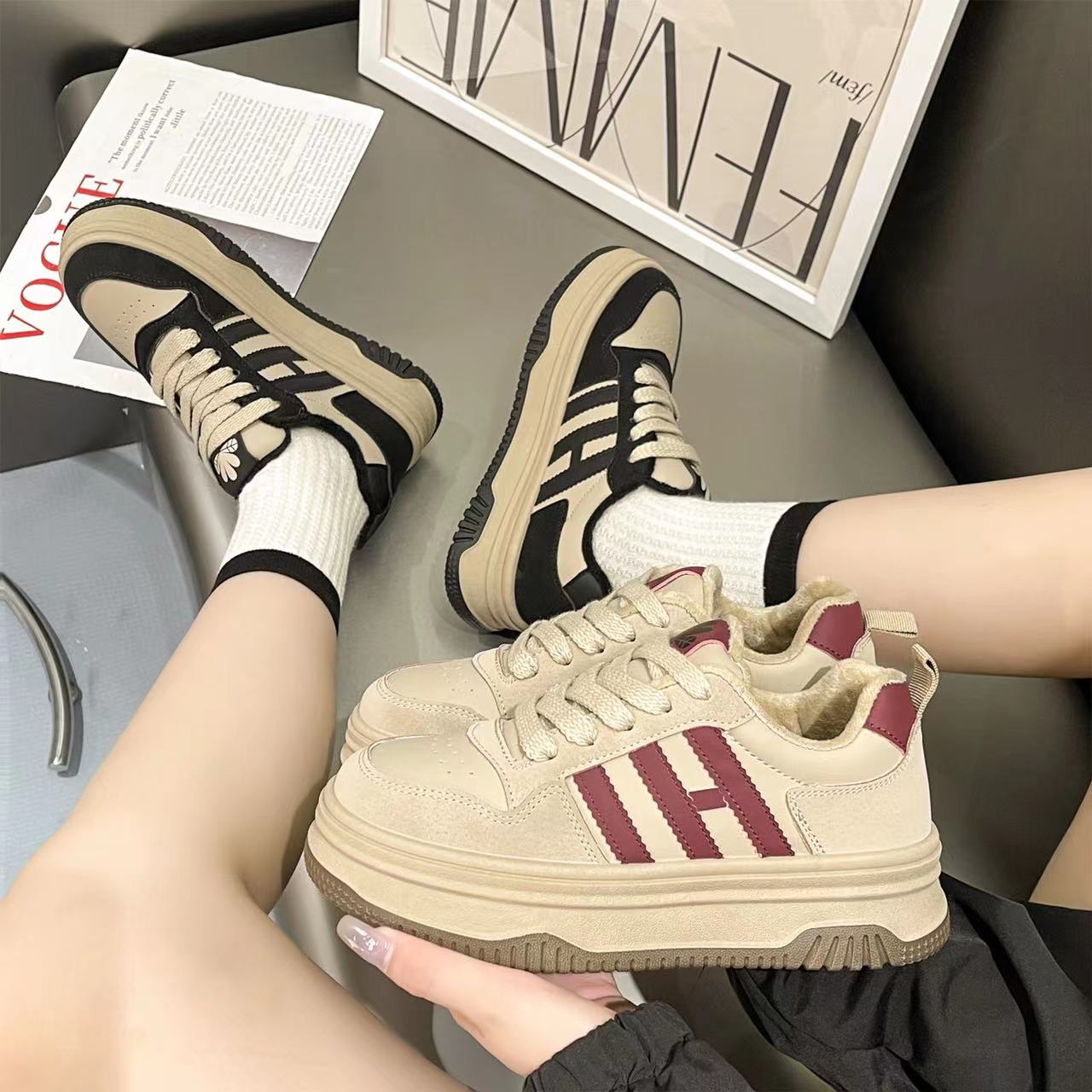 跑量福利款2023秋冬新品时尚厚底板鞋百搭休闲女鞋X检GMM5006