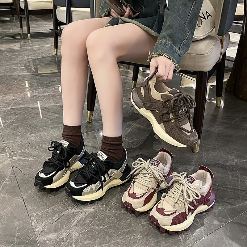 2023秋新款阿甘鞋拼色轻便小个子增高休闲老爹鞋X检GLR5289