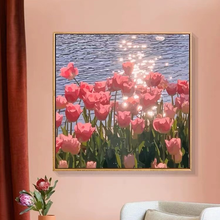 （真心艺术系列）郁金香DIY手绘油彩画治愈系手工礼物装饰画轻奢