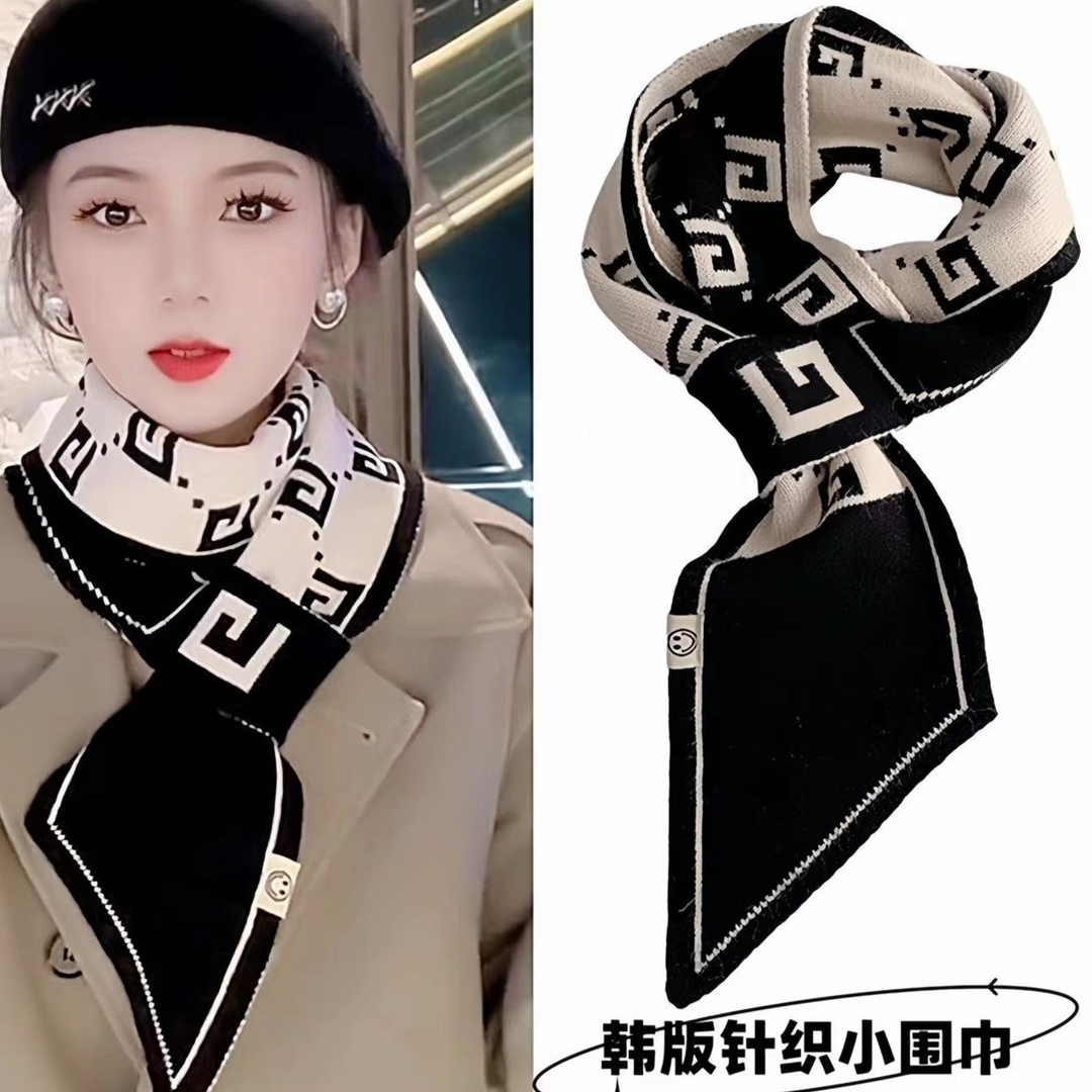 小围巾女冬季2023爆款气质百搭韩版装饰围脖领巾双面针织懒人护颈