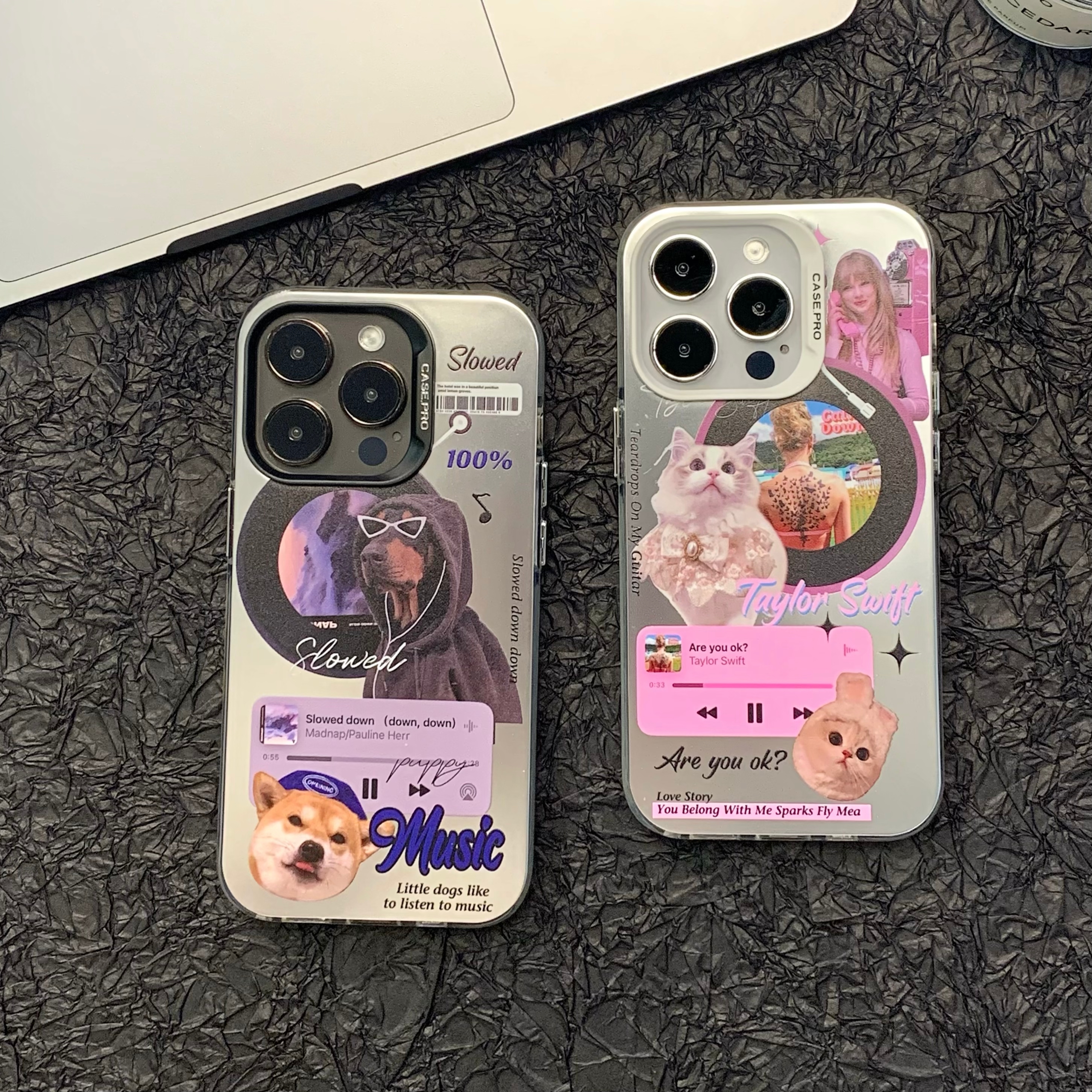 适用电镀情侣猫狗适用iphone14promax苹果13手机壳12新款高级感网