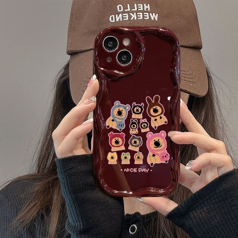 可爱柿子熊iPhone15plus苹果13手机壳12简约14promax创意11软78p