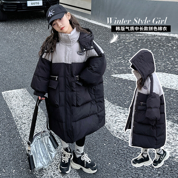 儿童冬装女孩2023新款女童棉服冬季加厚大童冬季中长款棉衣棉袄潮