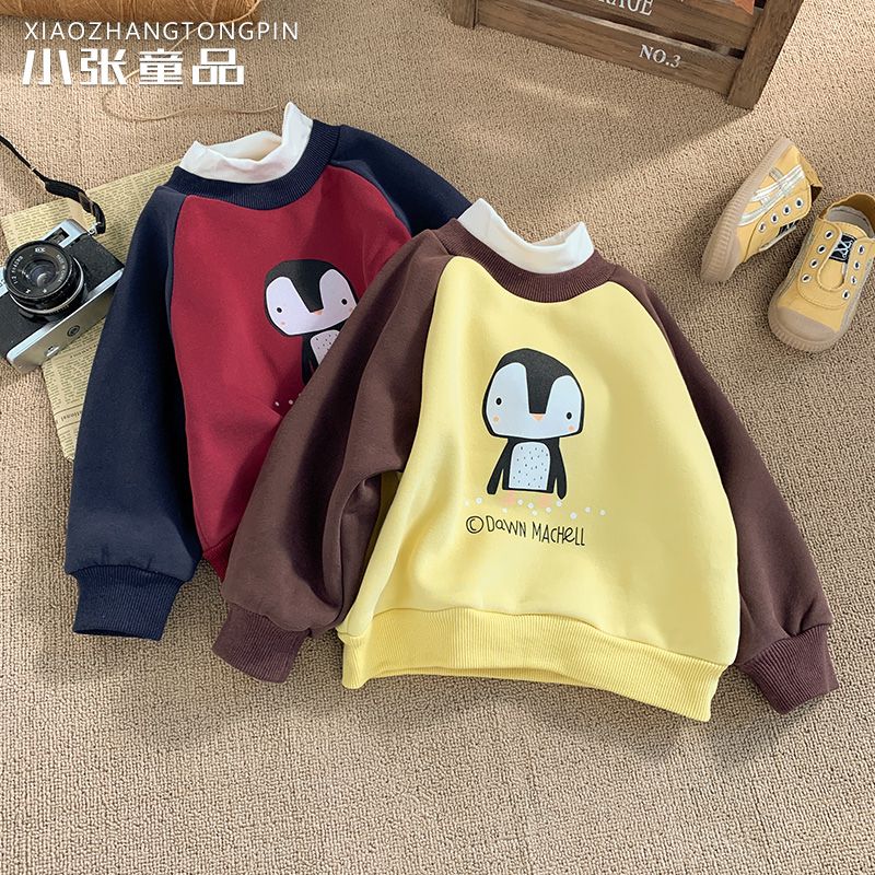 企鹅拼色加绒卫衣Z00013