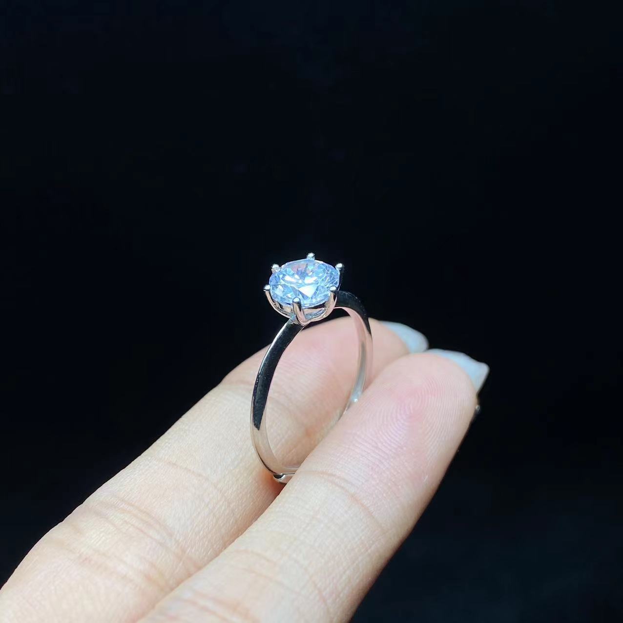 925银莫桑石银制品 1 DMJF171 莫桑石S925银镶戒指【尺寸7mm】