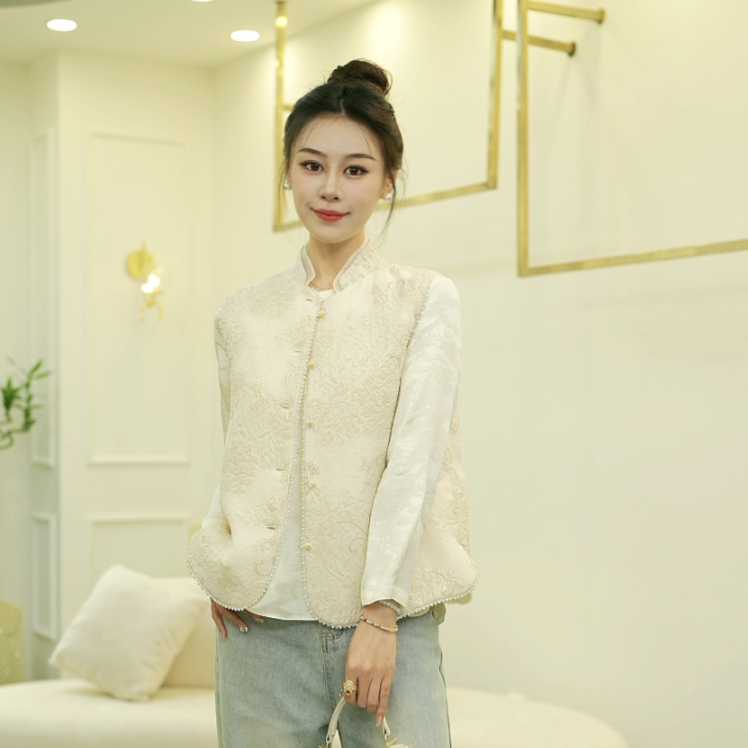 YANYI.【灿如春华 皎如秋月】新中式秋季新款真丝夹棉马甲HF-666608