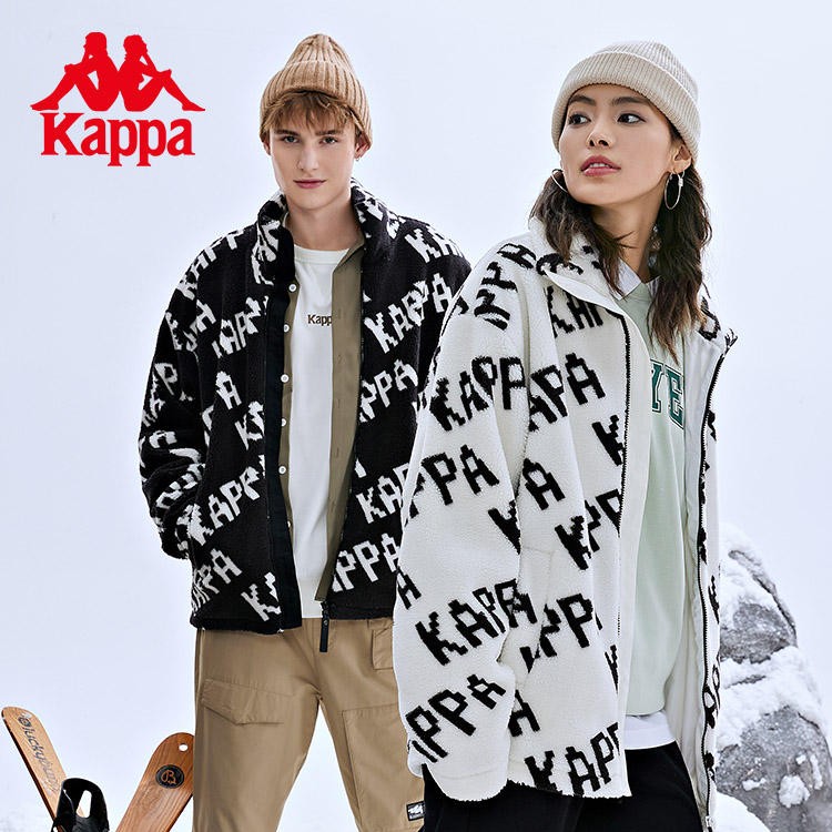 kappa卡帕运动羊羔绒外套情侣秋冬宽松休闲保暖夹克K0CZ2JJ05D
