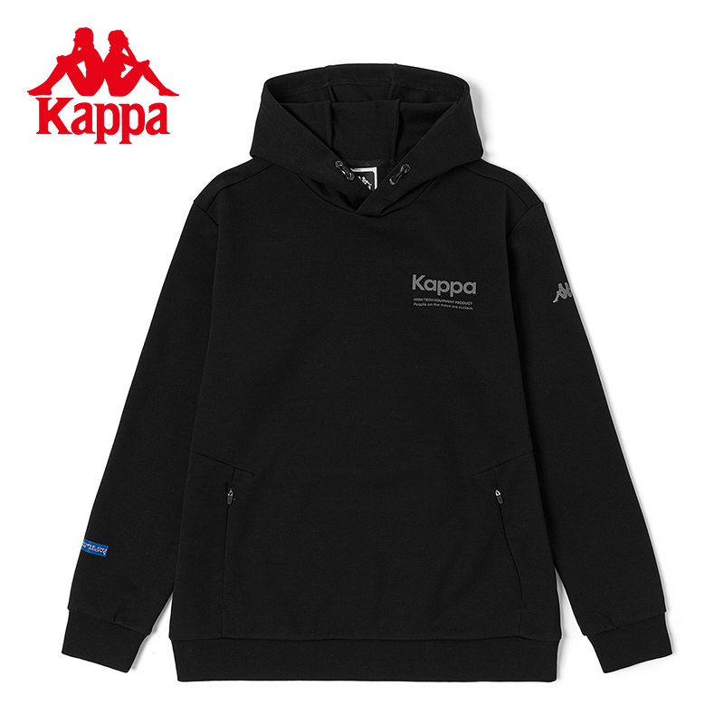 kappa卡帕套头帽衫23新男运动卫衣休闲长袖针织印花上衣K0D12MT41
